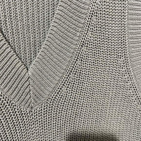 ZARA Cable Knit Vest V Neck Linen Blend Sweater Women's Large Gray Knit L - Picture 3 of 5